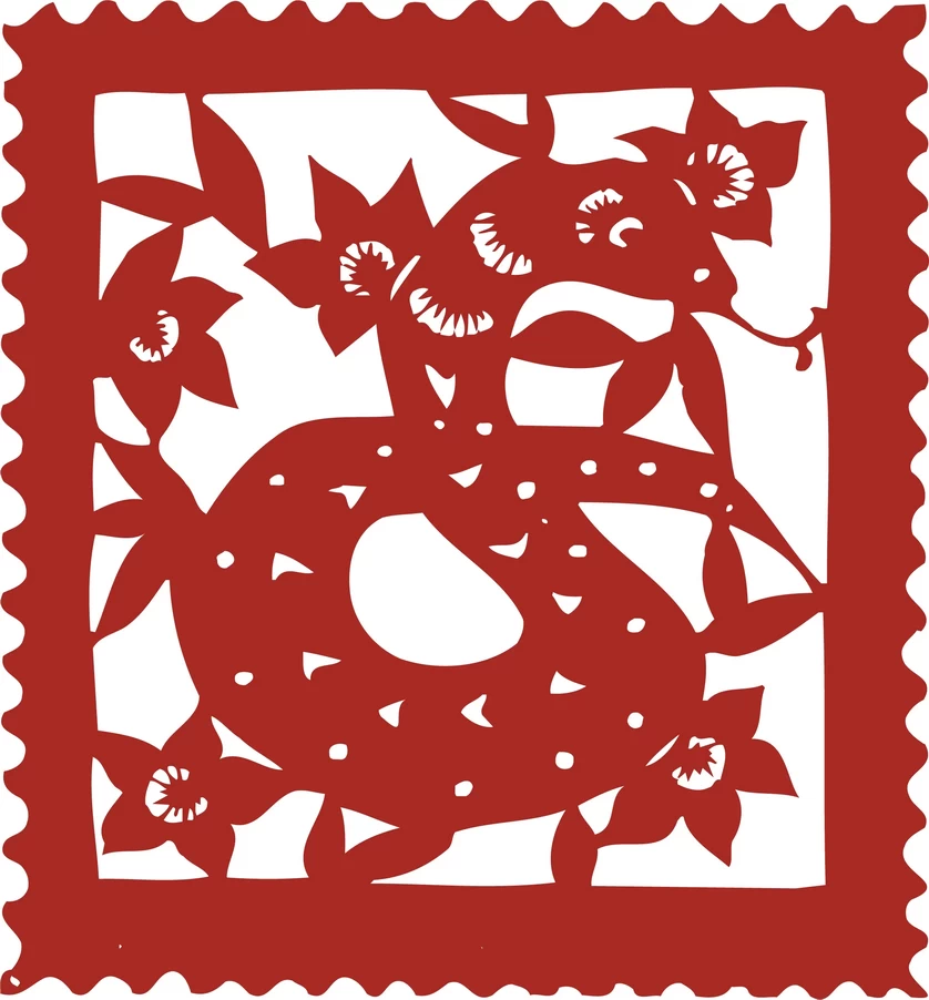 中国风中式传统喜庆民俗人物动物窗花剪纸插画边框AI矢量PNG素材【1576】